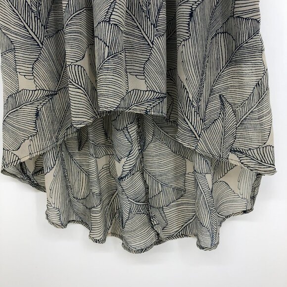 Romy Navy blue + ivory Hi Low Leaf print Midi skirt  size small - Picture 10 of 14